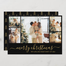 エレガントScript Photo Collageクリスマスカード
