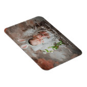 エレガントScript Photo Girl Birth Announcement マグネット (右側)