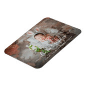 エレガントScript Photo Girl Birth Announcement マグネット (左側)