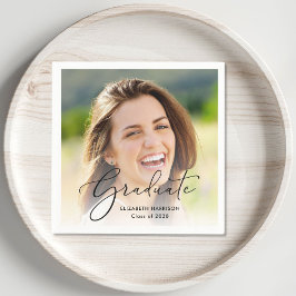 エレガントScript Photo Overlay卒業パーティー スタンダードカクテルナプキン