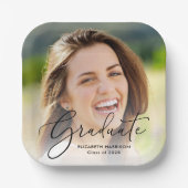 エレガントScript Photo Overlay卒業パーティー ペーパープレート (正面)