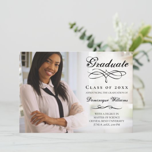 エレガントScript Photo Virtual Graduation Party 招待状 (スタンド正面)