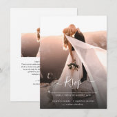 エレガントScript Photo Wedding RSVP セーブザデート (正面/裏面)