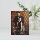 エレガントScript Photo's 結婚 Thank youポストカード ポストカード (スタンド正面)