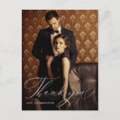 エレガントScript Photo's 結婚 Thank youポストカード ポストカード (正面)