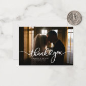 エレガントScript Photo's 結婚 Thank You ノートカード (正面/裏面インサイチュ)