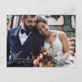 エレガントScript Photo's 結婚 Thank You ポストカード (正面)