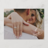 エレガントScript Photo's 結婚 Thank You ポストカード (正面)