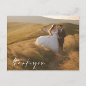 エレガントScript Photo's 結婚 Thank You ポストカード (正面)