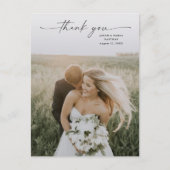 エレガントScript Photo's 結婚 Thank You ポストカード (正面)