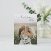 エレガントScript Photo's 結婚 Thank You ポストカード (スタンド正面)
