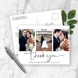 エレガントScript Photo's 結婚 Thank You ポストカード