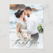 エレガントScript Photo's 結婚 Thank You ポストカード (正面)