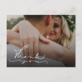 エレガントScript Photo's 結婚 Thank You ポストカード (正面)