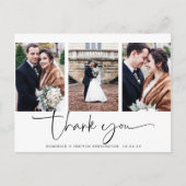 エレガントScript Photo's 結婚 Thank You ポストカード (正面)