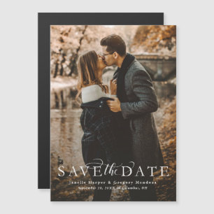 エレガントscript save date photo マグネット招待状