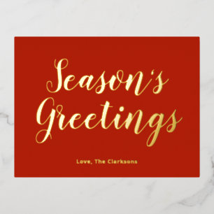 エレガントScript Season's Greetings 箔シーズンポストカード