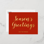 エレガントScript Season's Greetings 箔シーズンポストカード (正面/裏面)