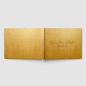 エレガントScript Serifのカスタム金ゴールド結婚 ゲストブック (全面)
