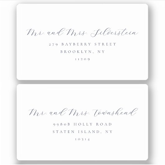 エレガントScript Serif文字2の結婚住所 シール (正面)