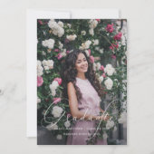 エレガントScript Soft Gray Graduation Partyの写真 招待状 (正面)