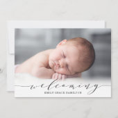 エレガントScript Sweet Welcome Photo誕生 案内状 (正面)