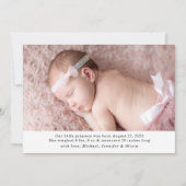 エレガントScript Sweet Welcome Photo誕生 案内状 (裏面)