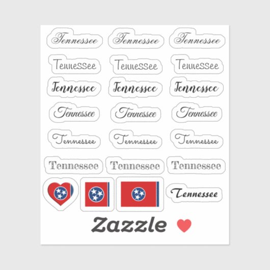 エレガントscript Tennessee & Flag USA /nameセット シール (シート)