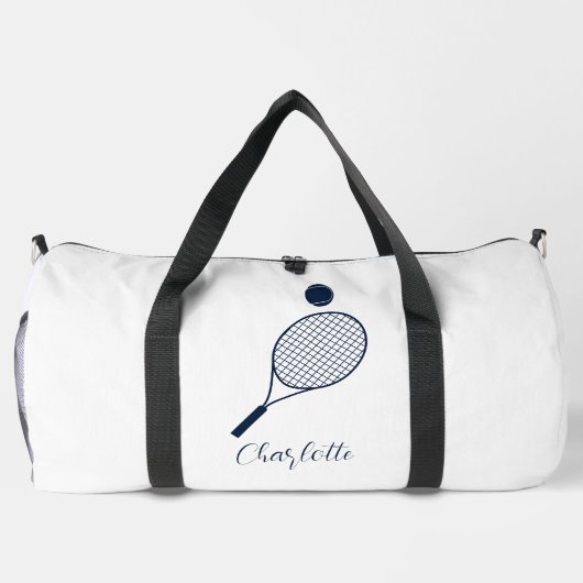 エレガントScript Tennis Playerモノグラムパーソナライズされた ダッフルバッグ (裏面)