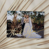 エレガントScript Thank You Photo結婚's Card 箔招待状