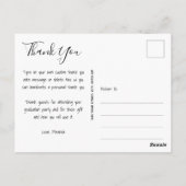 エレガントScript Thank You Photo Graduation ポストカード (裏面)