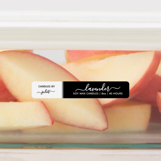 エレガントScript Thin Black & White Candle Label ラベル (貼付)