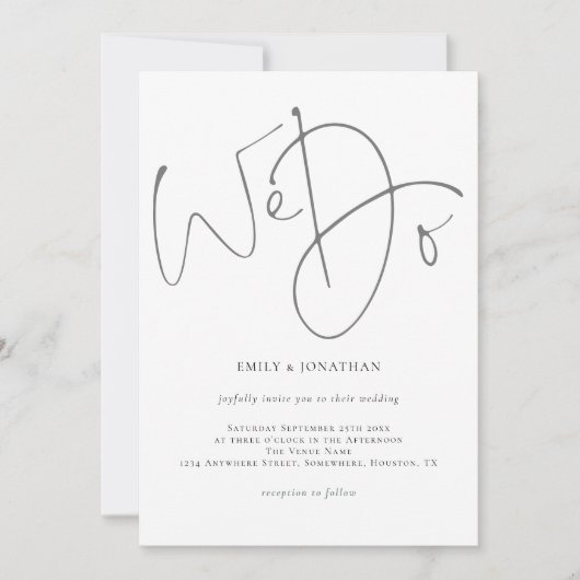 エレガントScript We Do Minimalist Gray'結婚. 招待状 (正面)