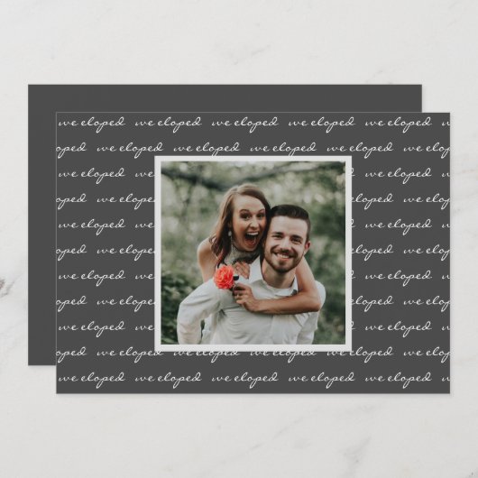 エレガントScript We Eloped カスタムPhoto 結婚's 案内状 (正面/裏面)