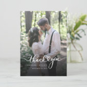 エレガントScript Wedding Dayフォトサンキューカード 招待状 (スタンド正面)