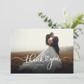 エレガントScript Wedding Dayフォトサンキューカード 招待状 (スタンド正面)