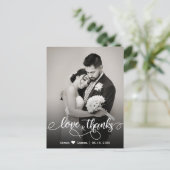エレガントScript's Thank You Photo結婚 Postcard ポストカード (スタンド正面)
