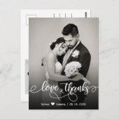 エレガントScript's Thank You Photo結婚 Postcard ポストカード (正面/裏面)