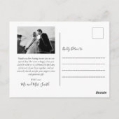 エレガントScript's Thank You Photo結婚 Postcard ポストカード (裏面)