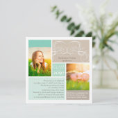 エレガントScroll Mint Two Photo Gradation Party 招待状 (スタンド正面)