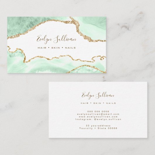 エレガントseaoam green agate名刺 名刺 (正面/裏面)