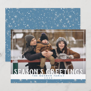 エレガントSeason's Greetings Winter Snow Photo シーズンカード