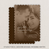 エレガントSepia Duoton写真結婚の 招待状