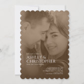 エレガントSepia Duoton写真結婚の 招待状 (正面)