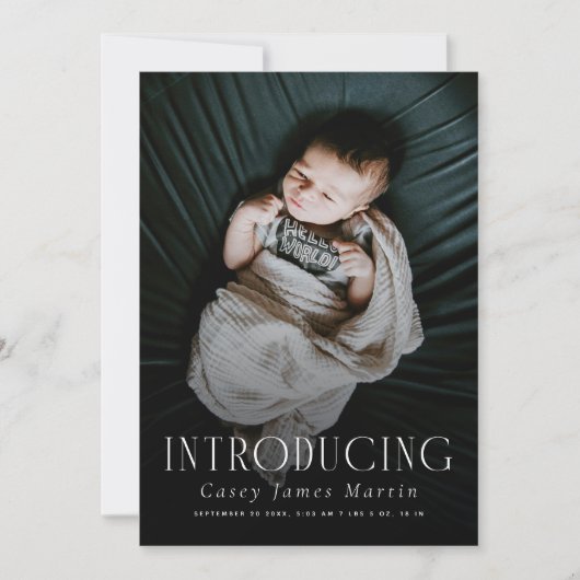 エレガントSerifの導入ベビー写真誕生 案内状 (正面)