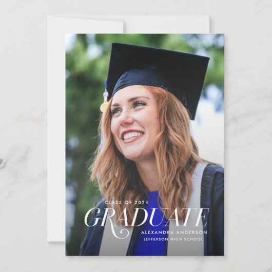 エレガントSerif写真卒業のお知らせ 案内状 (正面)