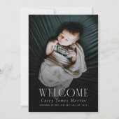 エレガントSerif Welcomeベビーフォト誕生 案内状 (正面)