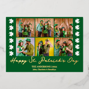 エレガントShamrock St. Patrick's Day Familyの写真 箔シーズンカード