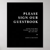 エレガントSign Our Guest Book, Black, ミニマル Sign ポスター (正面)