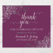 エレガントSilver Lace on Casis結婚 Thank You ビールラベル (シングルラベル)
